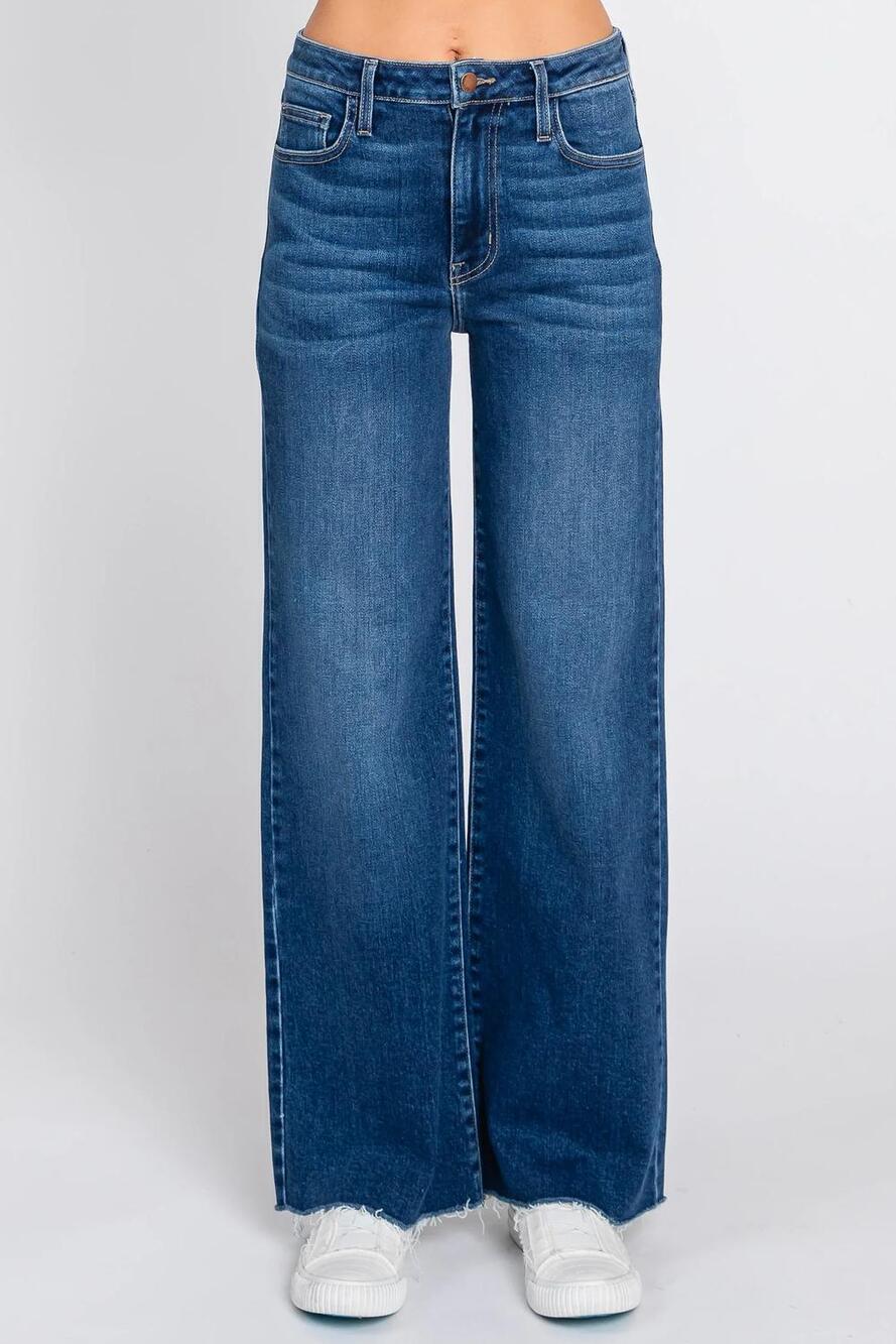 NEW LETTER TO JULIET paola a-line scissor hem wide leg jeans in vintage wash